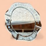 Vintage Laura Ashley Venetian Mirror, Etched Floral Bevelled Glass Vanity Tray