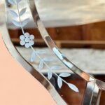 Vintage Laura Ashley Venetian Mirror, Etched Floral Bevelled Glass Vanity Tray