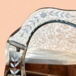 Vintage Laura Ashley Venetian Mirror, Etched Floral Bevelled Glass Vanity Tray