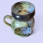 Studio Pottery Oil Burner, Handmade Ceramic Luminary with Floral Cut Out Design