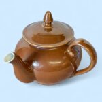 Vintage Art Deco Apilco Teapot, French Brown Porcelain Side Handle Bistrot Pot