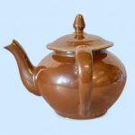 Vintage Art Deco Apilco Teapot, French Brown Porcelain Side Handle Bistrot Pot