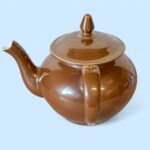 Vintage Art Deco Apilco Teapot, French Brown Porcelain Side Handle Bistrot Pot