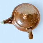 Vintage Art Deco Apilco Teapot, French Brown Porcelain Side Handle Bistrot Pot
