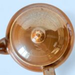 Vintage Art Deco Apilco Teapot, French Brown Porcelain Side Handle Bistrot Pot