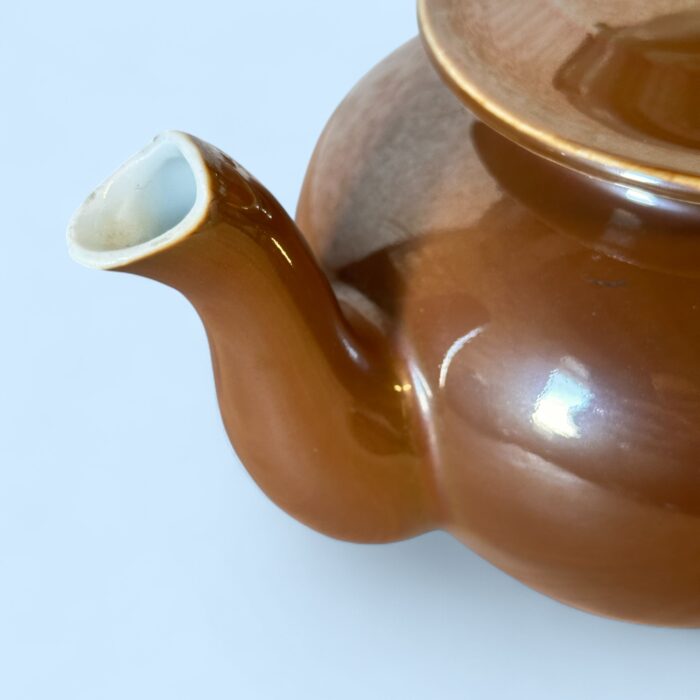Vintage Art Deco Apilco Teapot, French Brown Porcelain Side Handle Bistrot Pot
