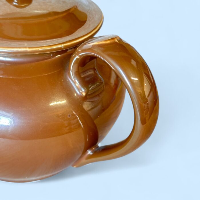 Vintage Art Deco Apilco Teapot, French Brown Porcelain Side Handle Bistrot Pot