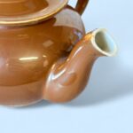 Vintage Art Deco Apilco Teapot, French Brown Porcelain Side Handle Bistrot Pot