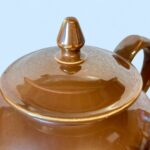Vintage Art Deco Apilco Teapot, French Brown Porcelain Side Handle Bistrot Pot