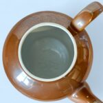 Vintage Art Deco Apilco Teapot, French Brown Porcelain Side Handle Bistrot Pot