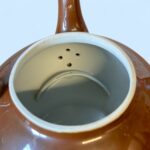 Vintage Art Deco Apilco Teapot, French Brown Porcelain Side Handle Bistrot Pot