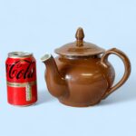 Vintage Art Deco Apilco Teapot, French Brown Porcelain Side Handle Bistrot Pot