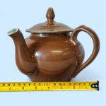 Vintage Art Deco Apilco Teapot, French Brown Porcelain Side Handle Bistrot Pot