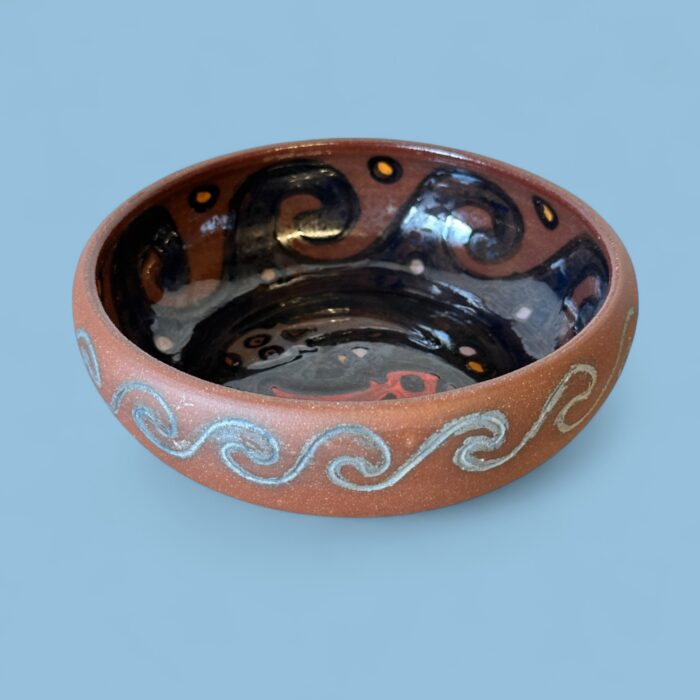 Vintage Peruvian Terracotta Bowl, Signed APU Yawarmaky Cusco, Tribal Folk Art