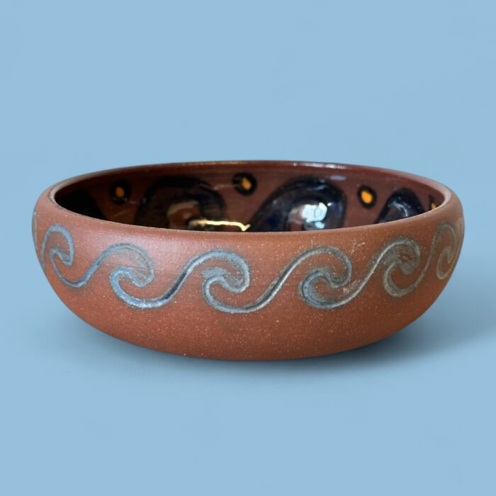 Vintage Peruvian Terracotta Bowl, Signed APU Yawarmaky Cusco, Tribal Folk Art