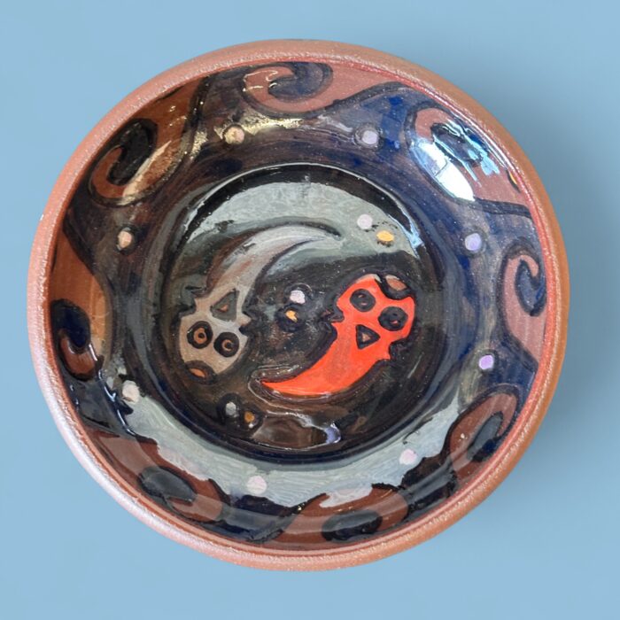 Vintage Peruvian Terracotta Bowl, Signed APU Yawarmaky Cusco, Tribal Folk Art