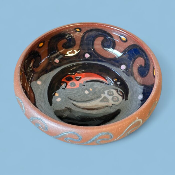 Vintage Peruvian Terracotta Bowl, Signed APU Yawarmaky Cusco, Tribal Folk Art