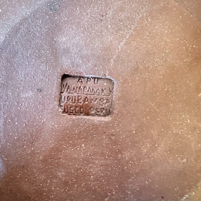 Vintage Peruvian Terracotta Bowl, Signed APU Yawarmaky Cusco, Tribal Folk Art
