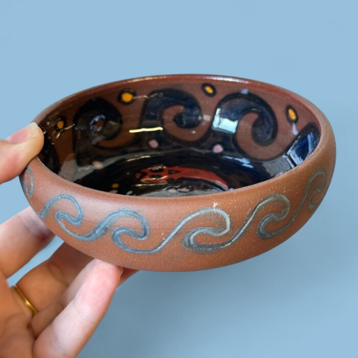 Vintage Peruvian Terracotta Bowl, Signed APU Yawarmaky Cusco, Tribal Folk Art