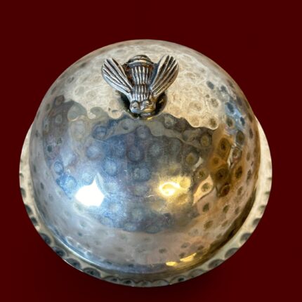 Culinary Concepts Bee Butter Dish, Hammered Silver Plated Jam Pot, Cloche Lid