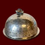Culinary Concepts Bee Butter Dish, Hammered Silver Plated Jam Pot, Cloche Lid