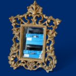 Vintage Ornate Gold Gilt Mirror, Rococo Style Tabletop Vanity, Hollywood Regency