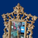Vintage Ornate Gold Gilt Mirror, Rococo Style Tabletop Vanity, Hollywood Regency