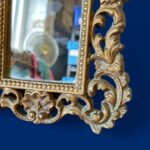 Vintage Ornate Gold Gilt Mirror, Rococo Style Tabletop Vanity, Hollywood Regency