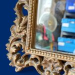 Vintage Ornate Gold Gilt Mirror, Rococo Style Tabletop Vanity, Hollywood Regency