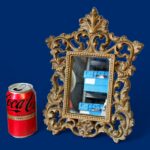 Vintage Ornate Gold Gilt Mirror, Rococo Style Tabletop Vanity, Hollywood Regency
