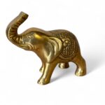 Vintage Brass Elephant Figurine, Etched India Lucky Elephant Ornament