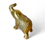 Vintage Brass Elephant Figurine, Etched India Lucky Elephant Ornament