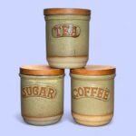 Vintage Madrigal Stoneware Tea Sugar Coffee Canisters | 1960s UK Kitchen Jars