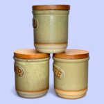 Vintage Madrigal Stoneware Tea Sugar Coffee Canisters | 1960s UK Kitchen Jars