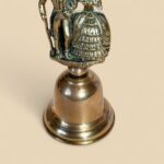 Vintage 1930s Brass Bell, Victorian Couple Figurine, English Made Table Bell