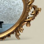 Vintage Italian Baroque Gilt Mirror, Ornate Oval Gold Frame, 1970s Rococo Decor