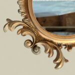 Vintage Italian Baroque Gilt Mirror, Ornate Oval Gold Frame, 1970s Rococo Decor