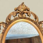 Vintage Italian Baroque Gilt Mirror, Ornate Oval Gold Frame, 1970s Rococo Decor
