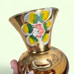 Set of 3 Vintage Miniature Glass Vases, Bohemian & Venetian Gold Gilt Bud Vases