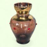 Set of 3 Vintage Miniature Glass Vases, Bohemian & Venetian Gold Gilt Bud Vases