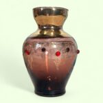 Set of 3 Vintage Miniature Glass Vases, Bohemian & Venetian Gold Gilt Bud Vases