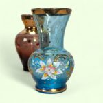 Set of 3 Vintage Miniature Glass Vases, Bohemian & Venetian Gold Gilt Bud Vases