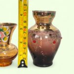 Set of 3 Vintage Miniature Glass Vases, Bohemian & Venetian Gold Gilt Bud Vases
