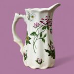 Vintage Staffordshire Ironstone Jug, English Country Floral Pitcher, Botanical Vase