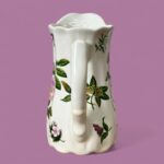 Vintage Staffordshire Ironstone Jug, English Country Floral Pitcher, Botanical Vase