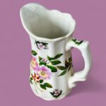 Vintage Staffordshire Ironstone Jug, English Country Floral Pitcher, Botanical Vase