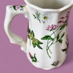 Vintage Staffordshire Ironstone Jug, English Country Floral Pitcher, Botanical Vase