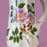 Vintage Staffordshire Ironstone Jug, English Country Floral Pitcher, Botanical Vase