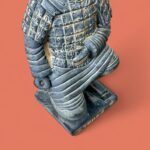 Vintage Terracotta Warrior Statue, Kneeling Archer Figure, Qin Museum Replica