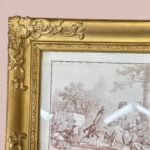 Vintage Huet Print La Brouette, French Rococo Art, Ornate Gold Gilt Frame